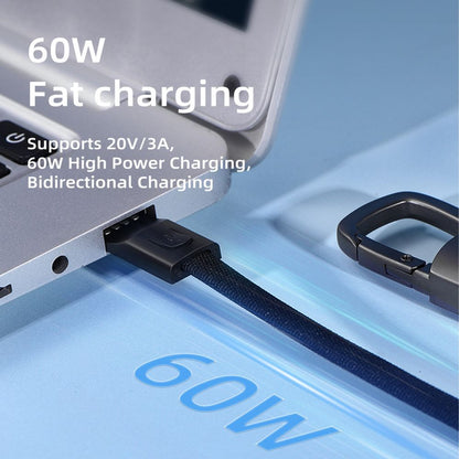 USB-C - USB-C Tech-Protect Ultraboost DNA kulcstartó adat- és töltőkábel, 60W, 0,17m, szürke