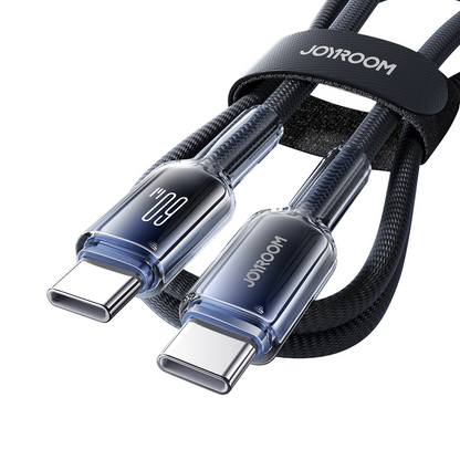 USB-C - USB-C adat- és töltőkábel Joyroom S-A42, 60W, 1.2m, Fekete
