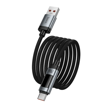 USB-A - USB-C HOCO Display U148 adat- és töltőkábel, 100W, 1.2m, Fekete