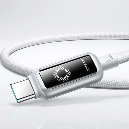 USB-A - USB-C adat- és töltőkábel Joyroom S-A55 StarFlight Display, 66W, 1.2m, Fehér