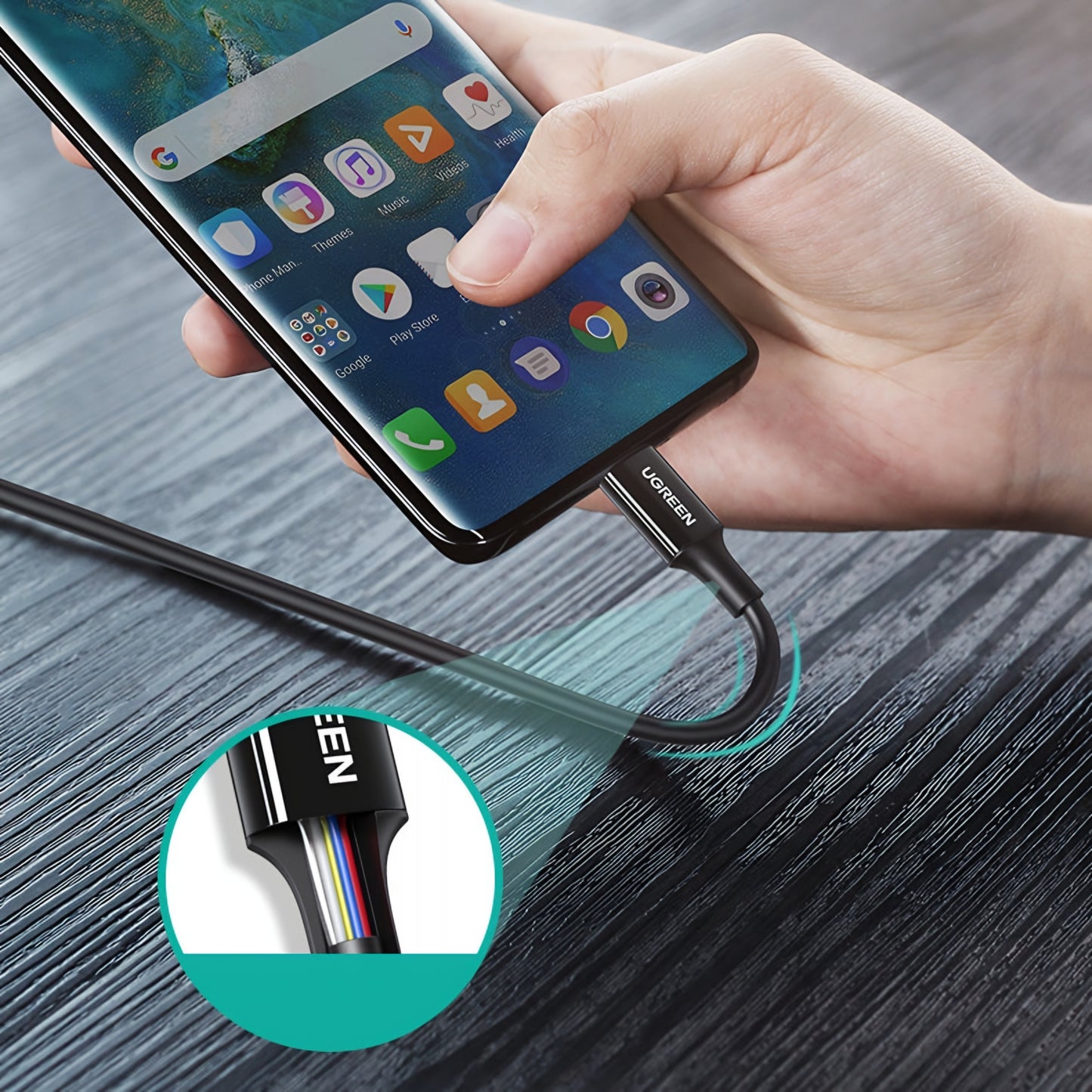 USB-C - USB-C adat- és töltőkábel UGREEN US300, 100W, 2m, Fehér