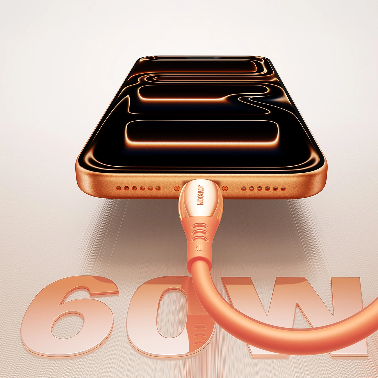 USB-C - USB-C adat- és töltőkábel Joyroom S-A59 Vibrant, 60W, 1.2m, Narancssárga