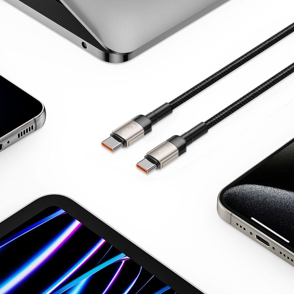 USB-C adat- és töltőkábel - USB-C Tech-Protect Ultraboost EVO, 100W, 1m, Ezüst