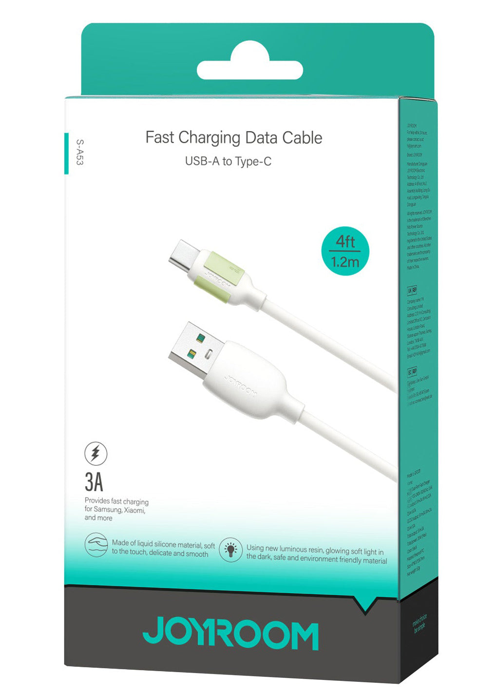 USB-A - USB-C Joyroom S-A53 adat- és töltőkábel, 18W, 1.2m, Bézs