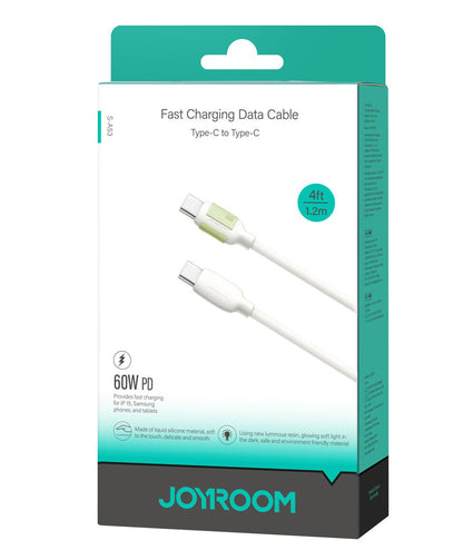 USB-C - USB-C adat- és töltőkábel Joyroom S-A53, 60W, 1.2m, Bézs