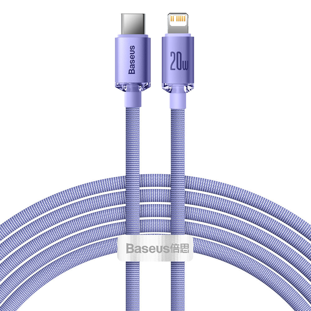 USB-C - Lightning Baseus Crystal Shine sorozatú adat- és töltőkábel, 20W, 2m, Lila CAJY000305