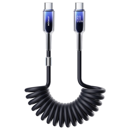 USB-C - USB-C Joyroom S-A43 Crystal adat- és töltőkábel, 60W, 1.5m, Fekete