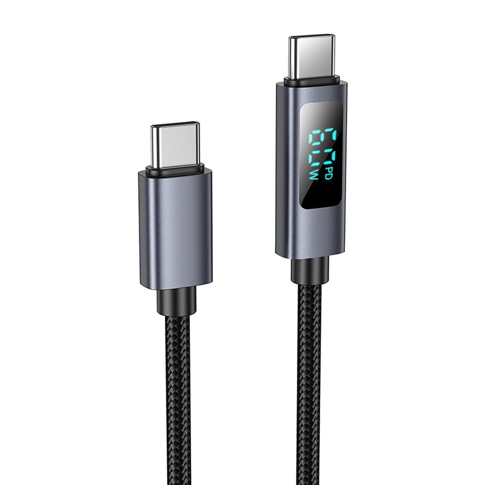 USB-C - USB-C HOCO Display X112 adat- és töltőkábel, 60W, 1m, Fekete