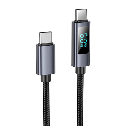 USB-C - USB-C HOCO Display X112 adat- és töltőkábel, 60W, 1m, Fekete