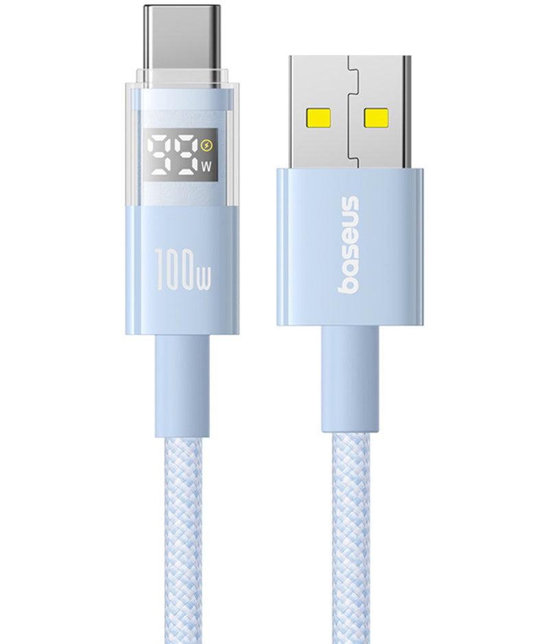 USB-A - USB-C Baseus Display 2 adat- és töltőkábel, 100W, 1m, Kék P10382701311-00