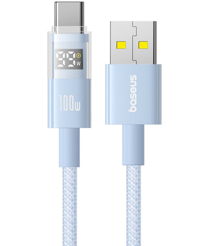 USB-A - USB-C Baseus Display 2 adat- és töltőkábel, 100W, 1m, Kék P10382701311-00