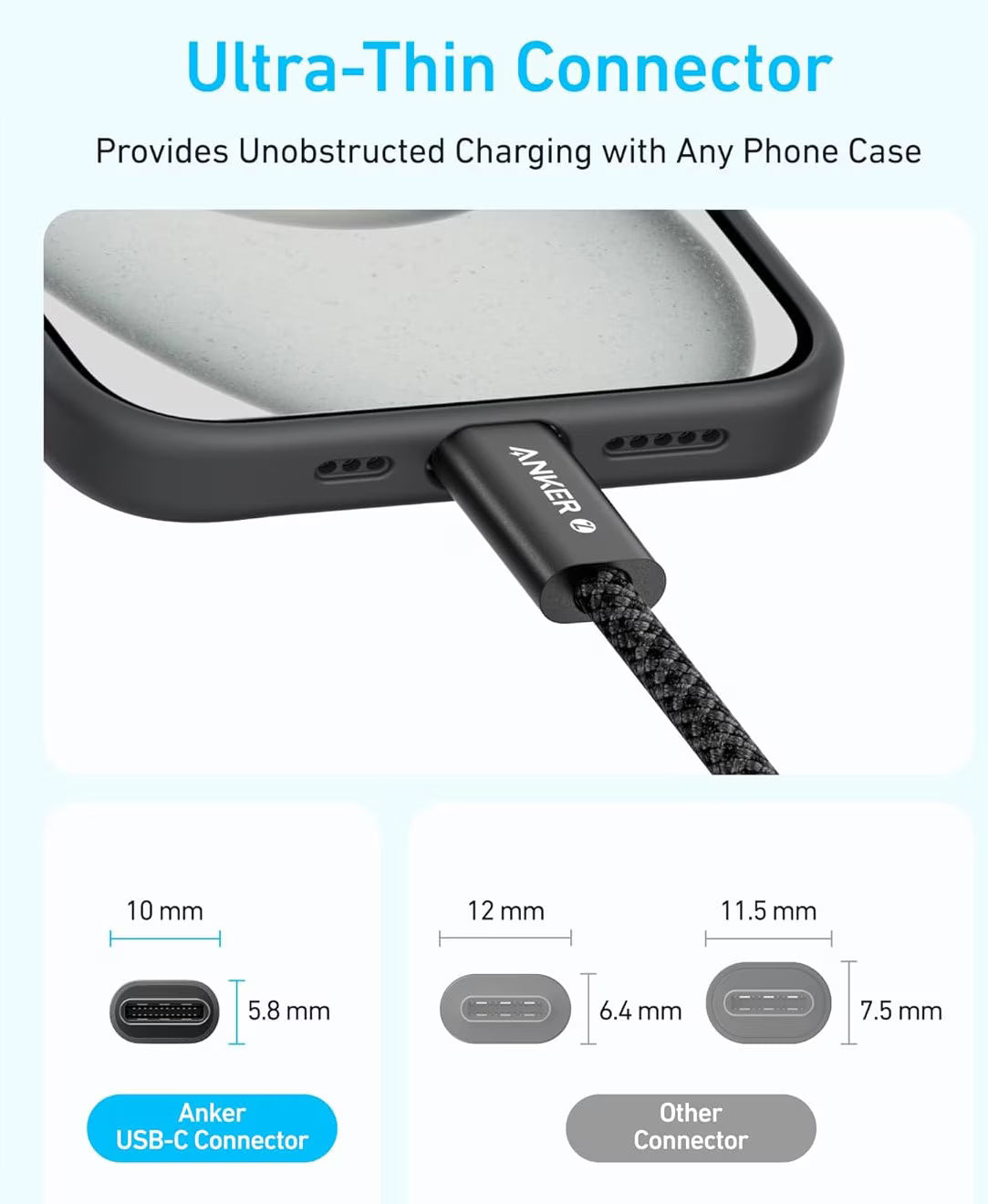 USB-C - USB-C Anker Zolo adat- és töltőkábel, 240W, 1m, Fehér A8060H21