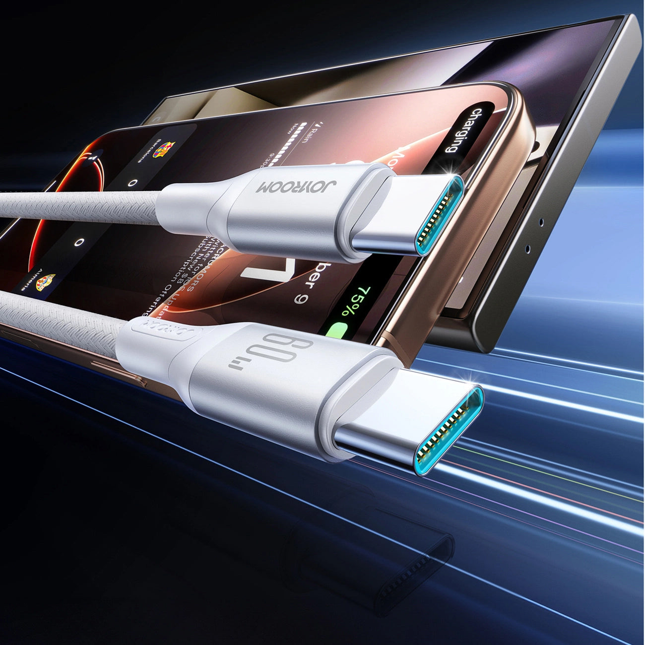 USB-C - USB-C adat- és töltőkábel Joyroom S-A28 Flash, 60W, 1m, Fehér