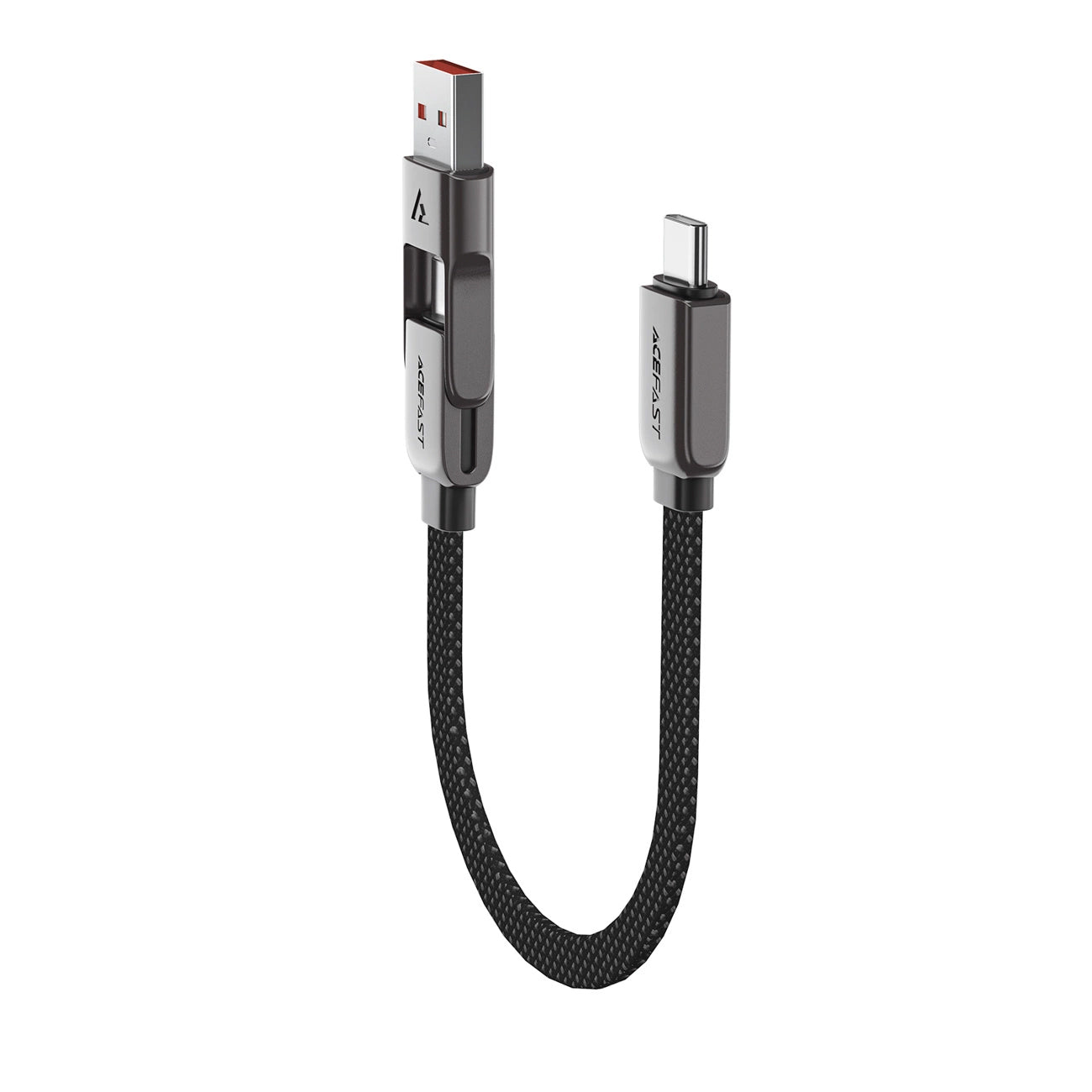 USB-C - USB-A / USB-C Acefast C13-05 adat- és töltőkábel, 60W, 0,2m, Fekete
