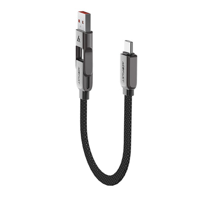 USB-C - USB-A / USB-C Acefast C13-05 adat- és töltőkábel, 60W, 0,2m, Fekete