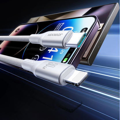USB-C - Lightning Joyroom S-A28 Flash adat- és töltőkábel, 30W, 2m, Fehér
