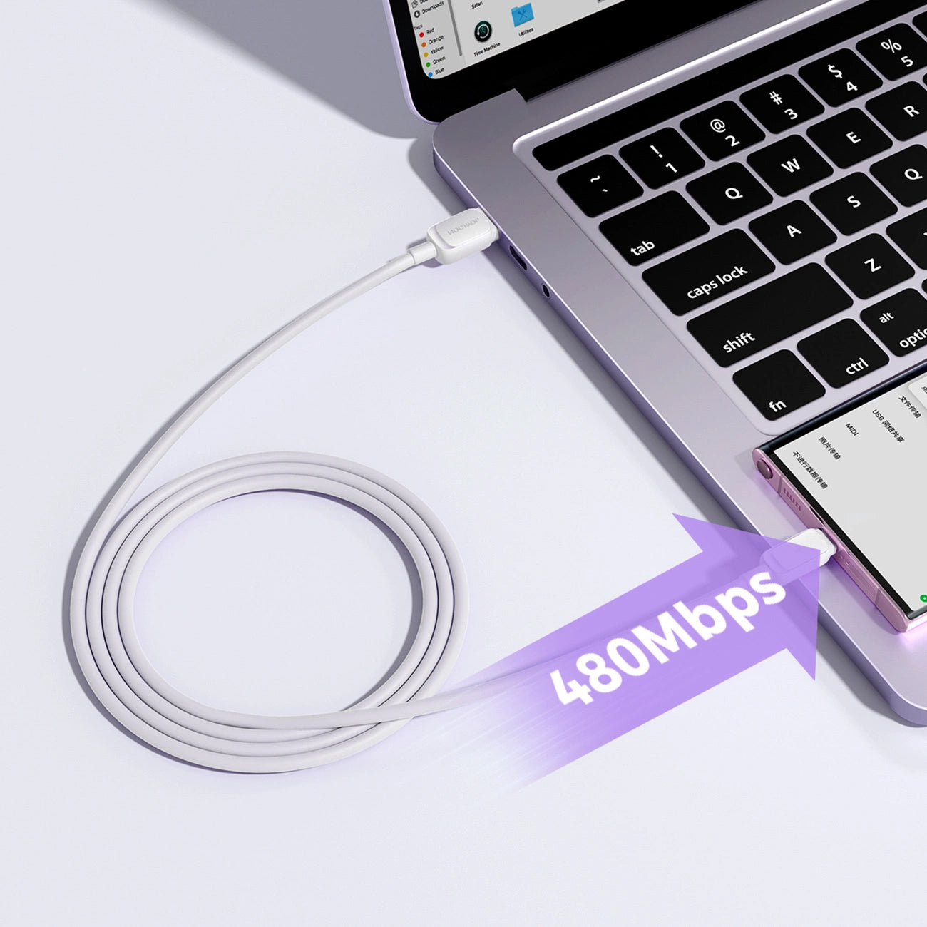 USB-A - USB-C Joyroom S-A14 adat- és töltőkábel, 20W, 1.2m, Fehér