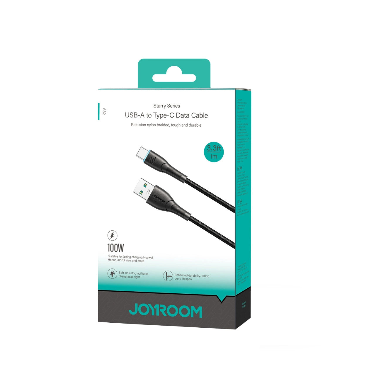 USB-A - USB-C adat- és töltőkábel Joyroom S-A32, 100W, 1m, Fekete