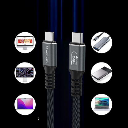 USB-C - USB-C adat- és töltőkábel WZK WPS-UY42S, 240W, 2m, Fekete