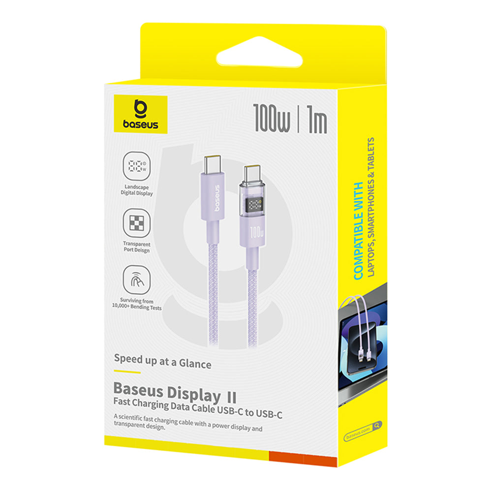 USB-C - USB-C Baseus Display 2 adat- és töltőkábel, 100W, 1m, Lila P10382702511-00
