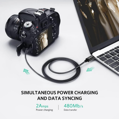 USB-C - miniUSB UGREEN US242 adat- és töltőkábel, 18W, 1m, Fekete