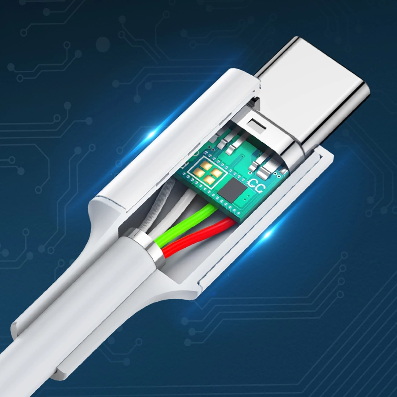USB-C - USB-C adat- és töltőkábel UGREEN US264, 60W, 0,5m, Fehér