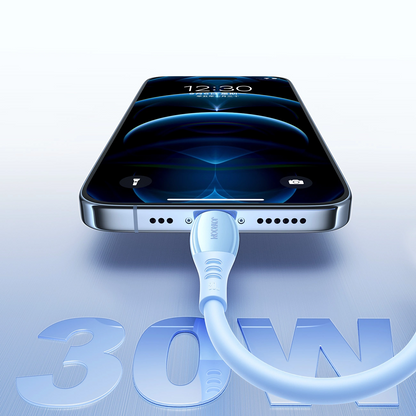 USB-C - Lightning Joyroom S-A59 Vibrant adat- és töltőkábel, 30W, 1.2m, Kék