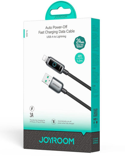USB-A - Lightning Joyroom S-A55 StarFlight Display adat- és töltőkábel, 18W, 1.2m, Fekete