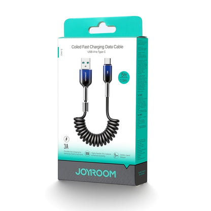USB-A - USB-C Joyroom S-A43 Crystal adat- és töltőkábel, 60W, 1,5m, Fekete