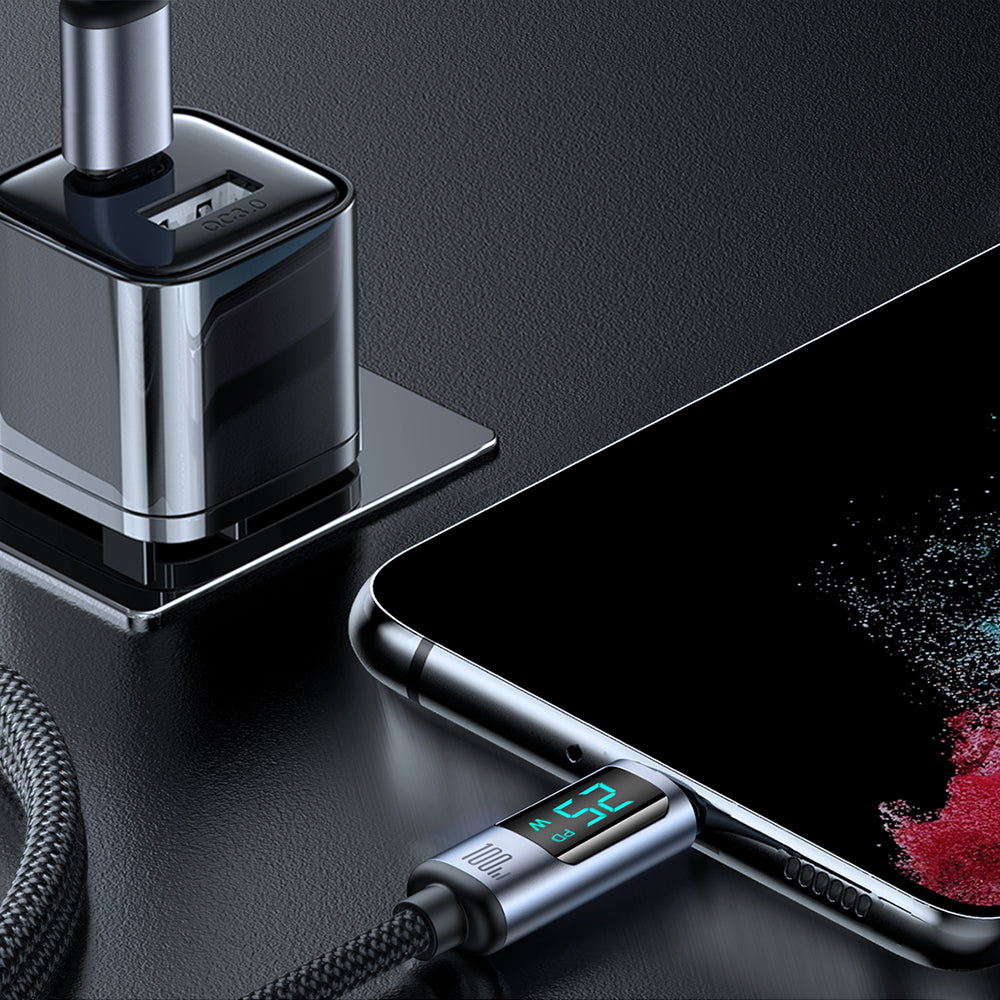 USB-C - USB-C adat- és töltőkábel Joyroom S-A16 Prism Display, 100W, 1.2m, Fekete