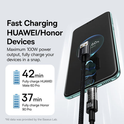 USB-A - USB-C Baseus Gem adat- és töltőkábel, 100W, 1m, Fekete P10373002111-00