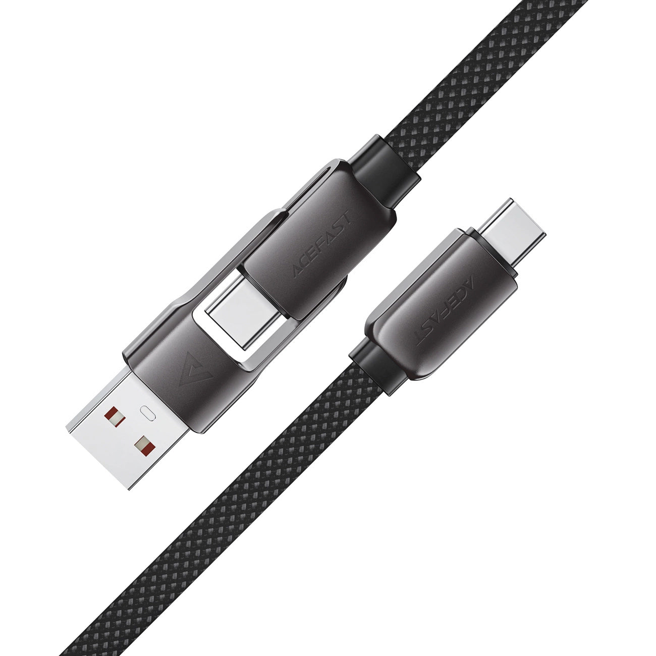 USB-C - USB-A / USB-C Acefast C13-05 adat- és töltőkábel, 60W, 0,2m, Fekete
