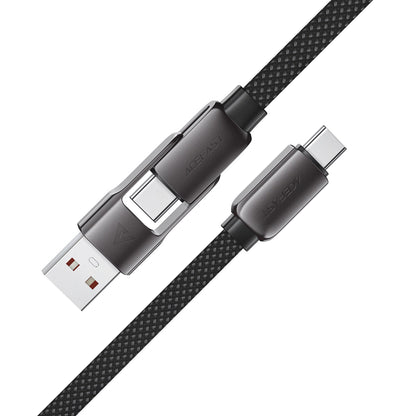 USB-C - USB-A / USB-C Acefast C13-05 adat- és töltőkábel, 60W, 0,2m, Fekete