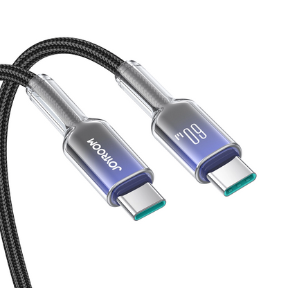 USB-C - USB-C adat- és töltőkábel Joyroom S-A42, 60W, 1.2m, Fekete