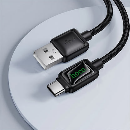 USB-A - USB-C HOCO U146 adat- és töltőkábel, 36W, 1.2m, Fekete