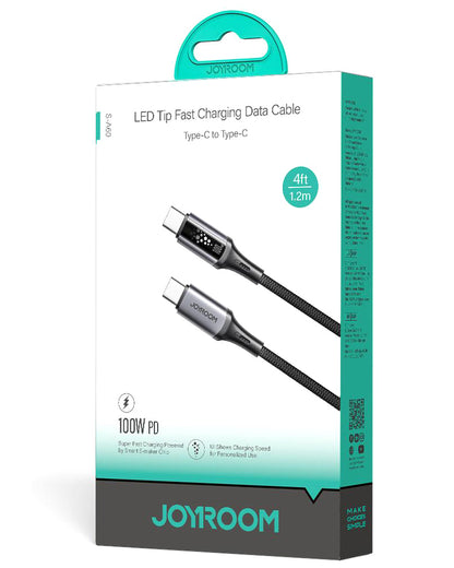 USB-C - USB-C adat- és töltőkábel Joyroom S-A60 StarTalk, 100W, 1.2m, Fekete