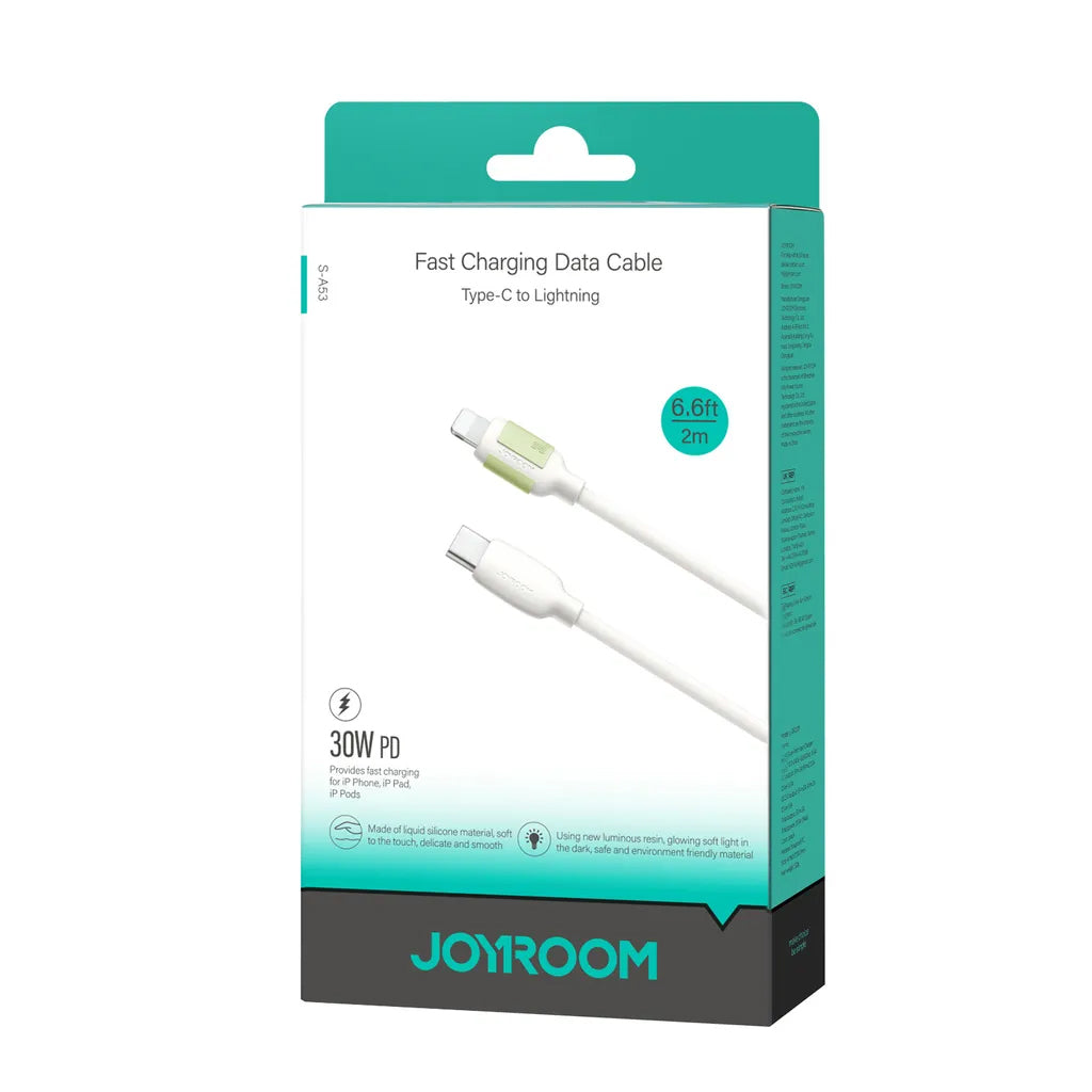 USB-C - Lightning Joyroom S-A53 adat- és töltőkábel, 30W, 2m, Bézs