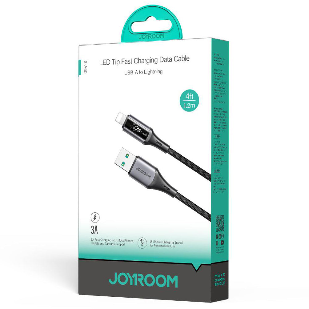Adat- és Töltőkábel USB-A - Lightning Joyroom S-A60 StarTalk, 18W, 1.2m, Fekete
