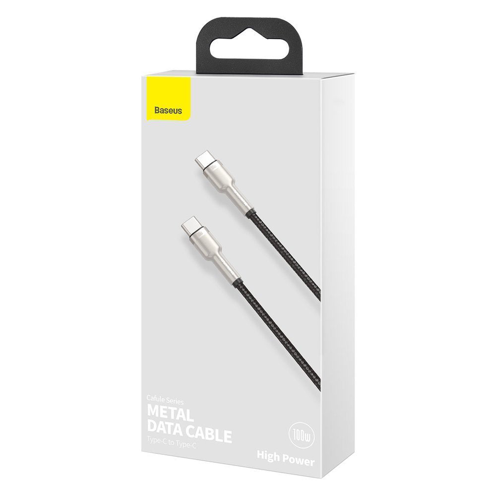 USB-C - USB-C Baseus Cafule adat- és töltőkábel, 100W, 2m, Fekete CATJK-D01