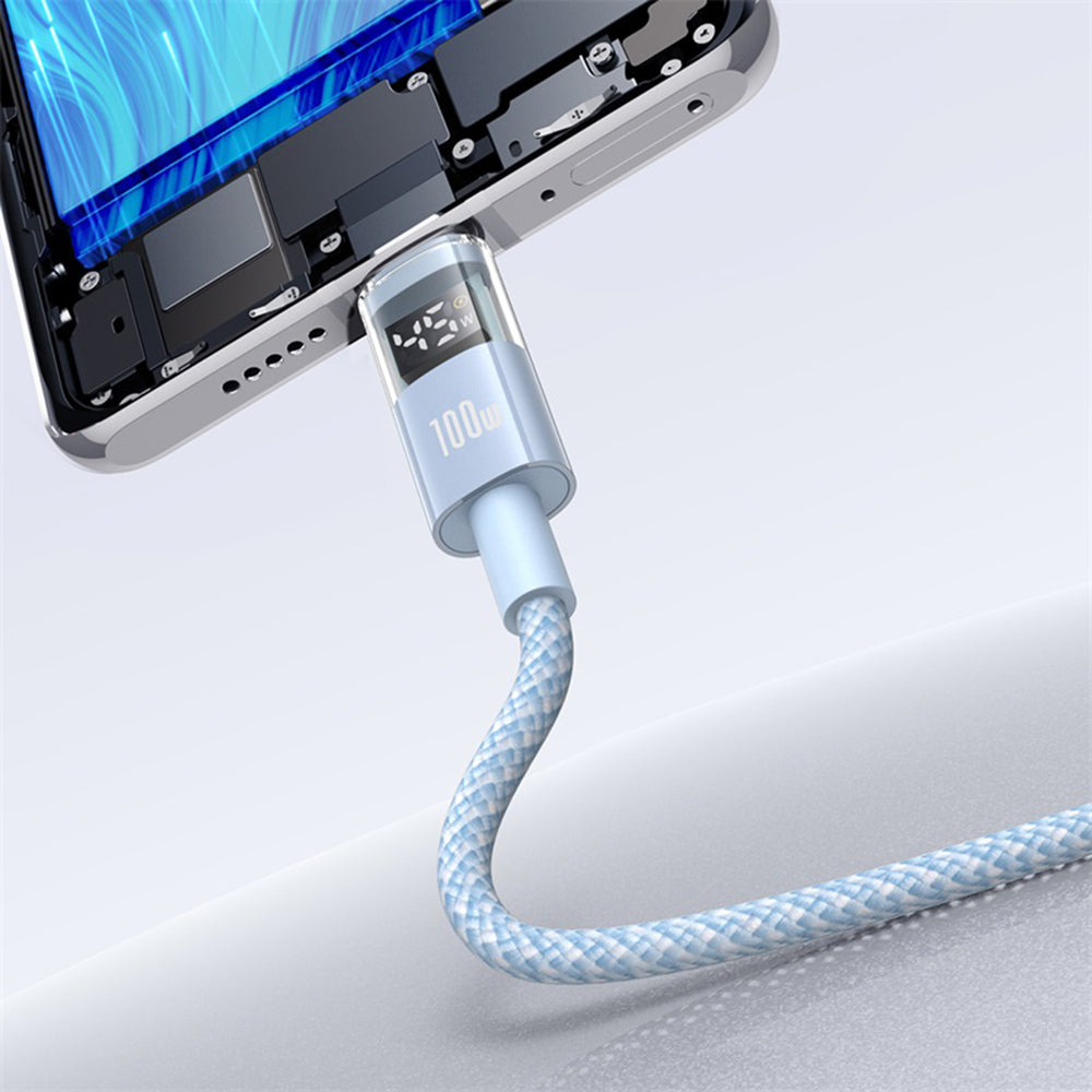 USB-A - USB-C Baseus Display 2 adat- és töltőkábel, 100W, 1m, Kék P10382701311-00