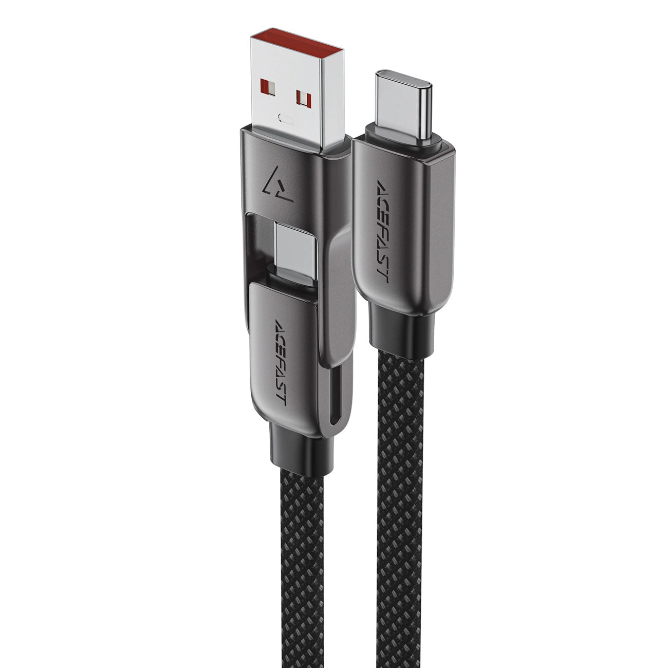 USB-C - USB-A / USB-C Acefast C13-05 adat- és töltőkábel, 60W, 0,2m, Fekete