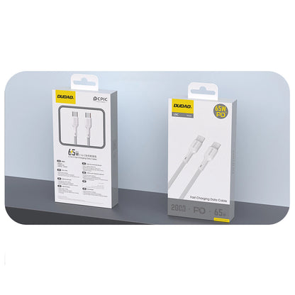 USB-C - USB-C Dudao L9C adat- és töltőkábel, 65W, 1m, Fehér