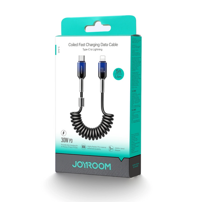 USB-C - Lightning Joyroom S-A43 Crystal adat- és töltőkábel, 30W, 1,5m, Fekete