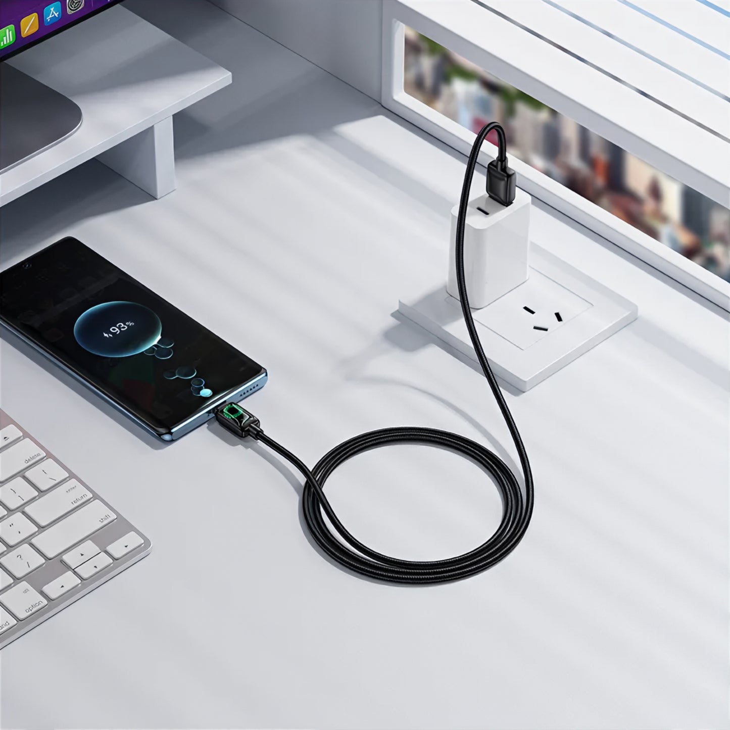USB-A - USB-C HOCO U146 adat- és töltőkábel, 36W, 1.2m, Fekete