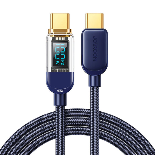 USB-C - USB-C adat- és töltőkábel Joyroom A4 Display, 100W, 1.2m, Kék