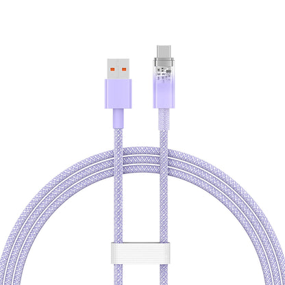 USB-A - USB-C Baseus Explorer adat- és töltőkábel, 100W, 1m, Lila CATS010405