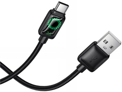 USB-A - USB-C HOCO U146 adat- és töltőkábel, 36W, 1.2m, Fekete