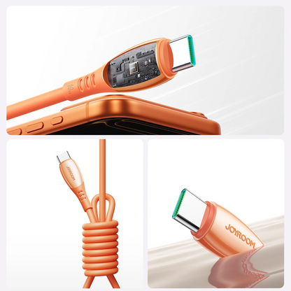 USB-C - USB-C adat- és töltőkábel Joyroom S-A59 Vibrant, 60W, 1.2m, Narancssárga