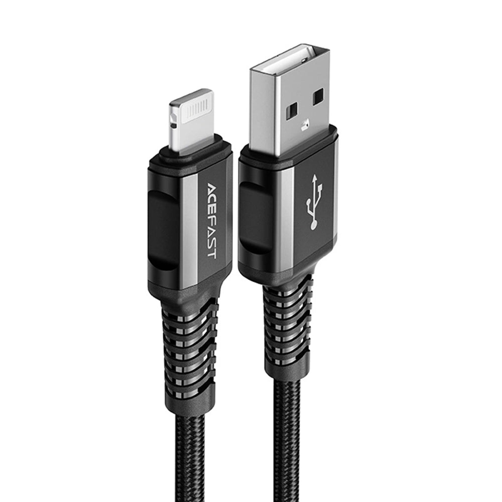 USB-A - Lightning Acefast C1-02 adat- és töltőkábel, 18W, 1.2m, Fekete