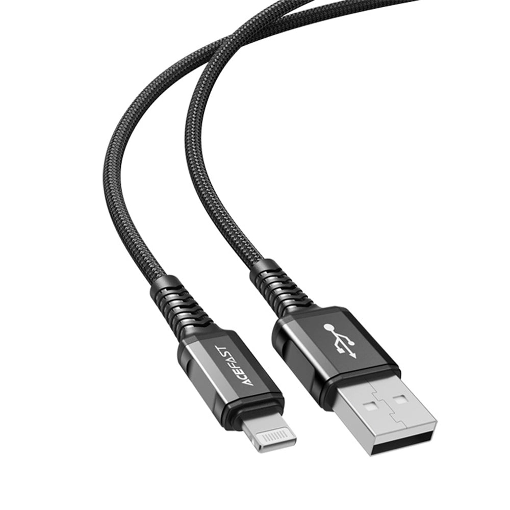 USB-A - Lightning Acefast C1-02 adat- és töltőkábel, 18W, 1.2m, Fekete
